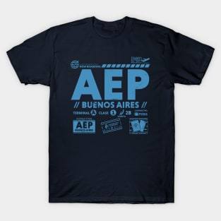 Vintage Buenos Aires AEP Airport Code Travel Day Retro Travel Tag T-Shirt